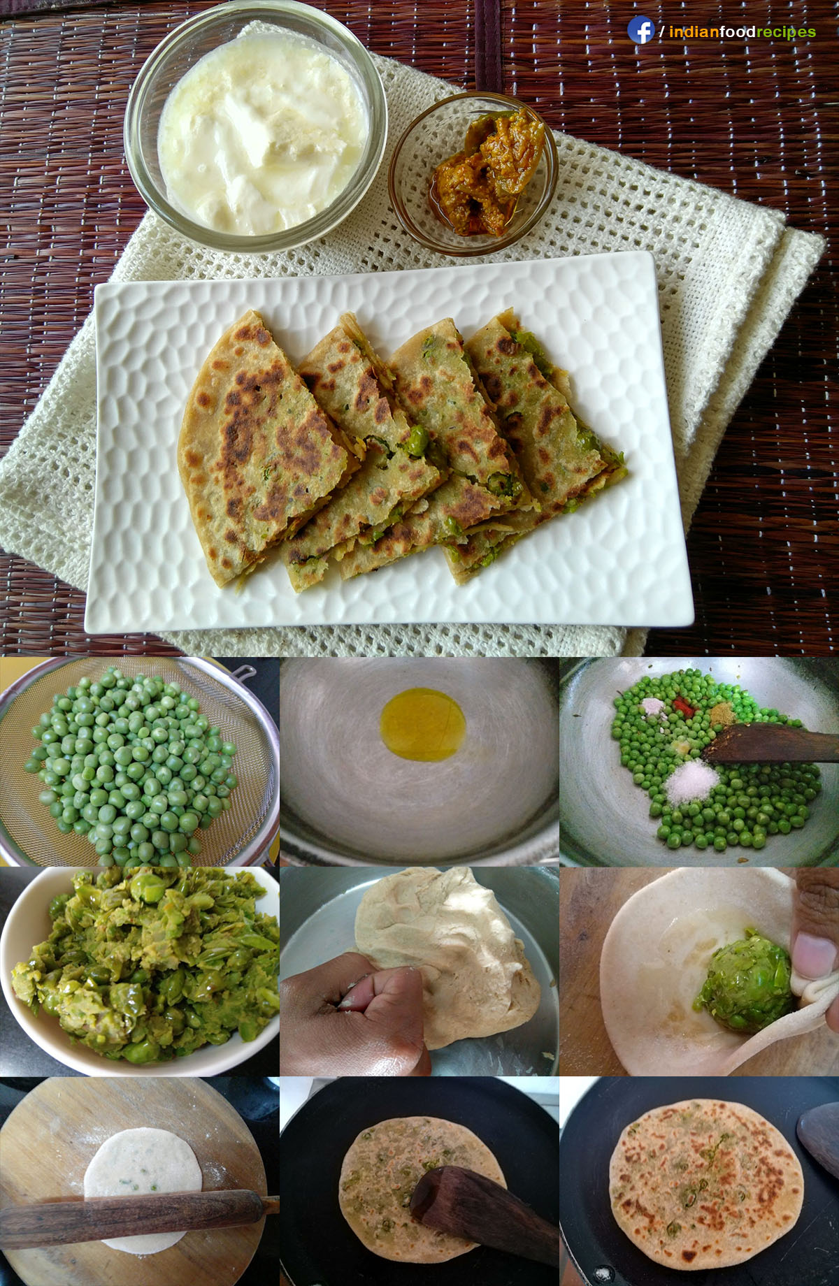 Matar Paratha / Peas Paratha recipe step by step