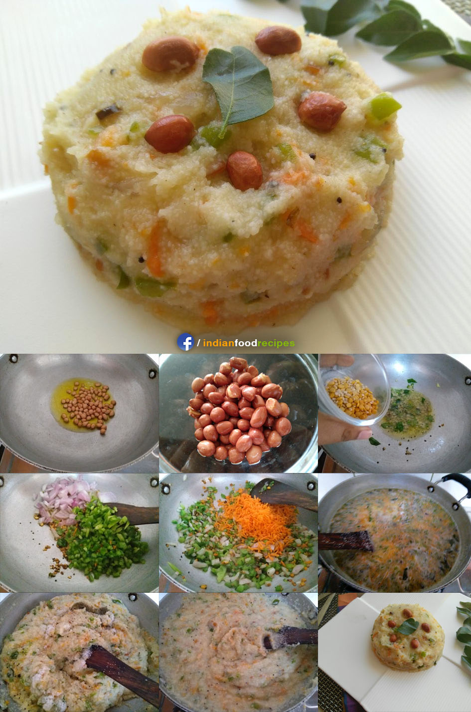 Vegetable Rava Upma recipe step by step